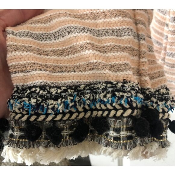 NWT Style & Co. Boho Sweater Womens Peach and Gray Pompom Sleeves Size XXL - Picture 4 of 8